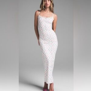 SKIMS Fits Everybody Lace Long Slip Dress Marble Candy Hearts